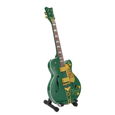Imagem de KIMISS Modelo de Guitarra Elétrica Em Miniatura Verde de Madeira de 10 Polegadas Com Suporte e Estojo - Réplica Requintada de Instrumento Musical para Decoração e Itens Colecionáveis