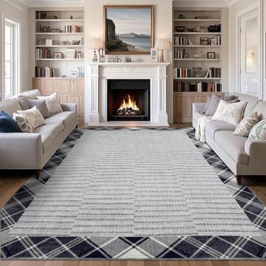 Imagem de GarveeHome Tapetes de área de 20 x 25 cm, laváveis e antiderrapantes para sala de estar, tapete de pelo baixo macio moderno, tapete fino e contemporâneo, design interno que não cai e tapete de