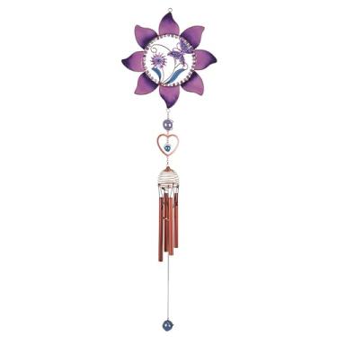 Imagem de ICE ARMOR 89 cm de comprimento em estanho e borboleta roxa carrilhão de vento com pedra de cobre, escultura, ornamento, decoração de jardim, ideias para inauguração de casa, feriados e aniversários