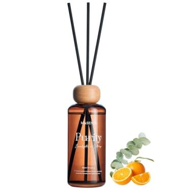 Imagem de M&SENSE Difusor de palheta cítrica de eucalipto: fórmula atualizada conjunto de aroma não tóxico de 186 ml com bastões, óleo essencial natural de longa duração, presentes para casa, quarto, decoração