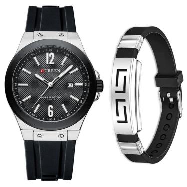 Imagem de Relógio Masculino Curren Luxo Calendário + Pulseira Metal-Masculino