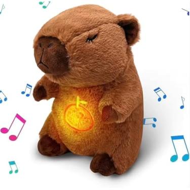 Imagem de Capivara de Pelúcia Musical com Luz, Respira e Toca Música, Brinquedo Interativo de Pelúcia Marrom