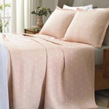 Imagem de Colcha Casal Dohler Piquet Favo Estampada 100% Algodão Macia 3pçs, SOF