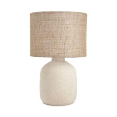 Imagem de Abajur Luminária Em Cerâmica E Fibra Natural 18269 48X33,5Cm