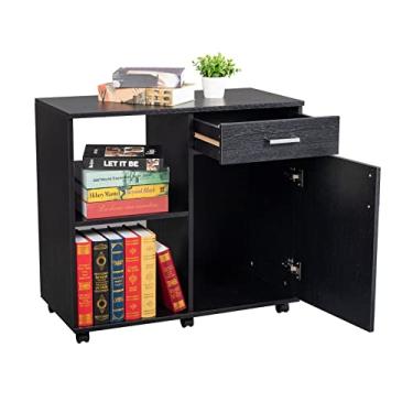Imagem de U5GAAALPPQ9 Armário de arquivo grande móvel de madeira 80 x 40 x 74 cm moldura esquerda armário de arquivo direito para armário de arquivo de escritório doméstico (cor: preto)