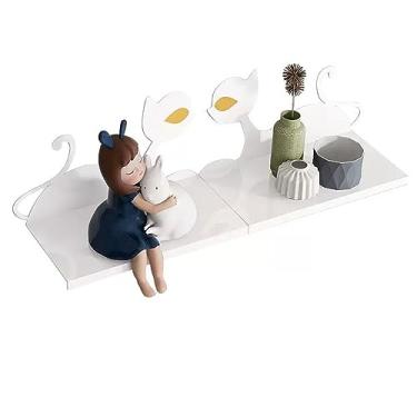 Imagem de Prateleiras flutuantes de metal para montagem na parede, prateleira de armazenamento de metal de desenho animado, prateleira de parede, prateleira suspensa para sala de estar, quarto, banheiro