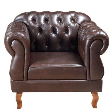 Imagem de Poltrona Chesterfield Elisabeth Clássica Via Encanto Courano Marrom
