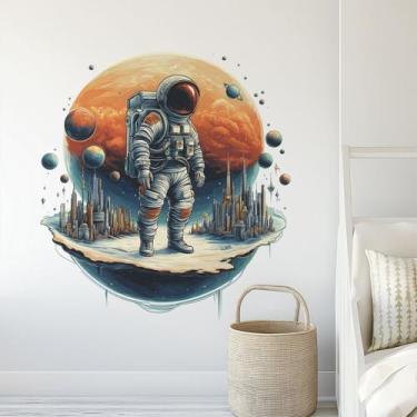 Imagem de Adesivos de parede Astronaut Space Planet PVC, folhas de 30x60cm - yiw