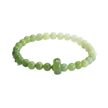 Imagem de Pulseira de miçangas de jade de nefrite natural de 6 mm para mulheres 