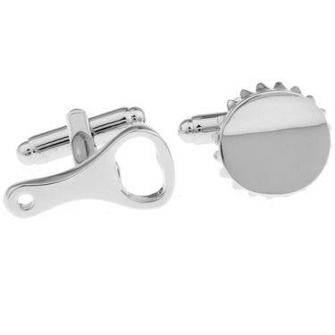 Imagem de Abridor de garrafas Cufflinks para homens em cobre banhado a prata - Y