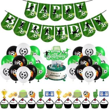 Imagem de Conjunto de decoração de festa com tema de futebol, aniversário, 18 un