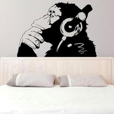 Imagem de Adesivo de parede Gorilla Listening to Music PVC 69x99cm - yiweisai