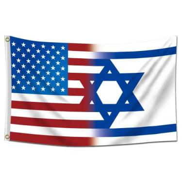 Imagem de Bandeira de Israel e EUA 150x90cm - Tecido de poliéster premium - Yiwe
