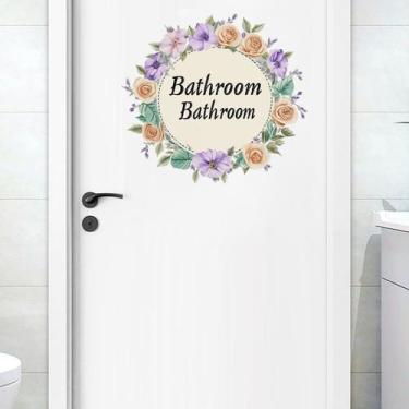 Imagem de Adesivos de parede Creative Floral Wreath Bathroom PVC 30x30cm - yiwei