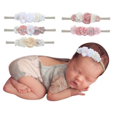 Imagem de Bandanas para bebês EUBUY, conjunto de 5 flores de nylon macio para me