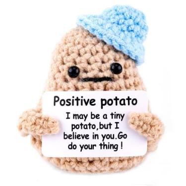 Imagem de Boneca de batata positiva de lã tricotada XIHIRCD Chapéu azul engraçad