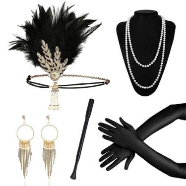 Imagem de Conjunto de acessórios Grantop 1920 para mulheres: faixa de cabelo, br