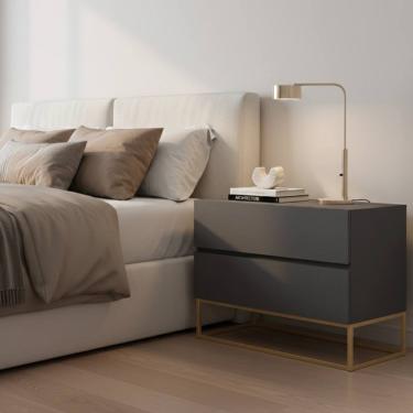 Imagem de Mesa De Cabeceira Eros 60cm Estilo Industrial Base Dourado