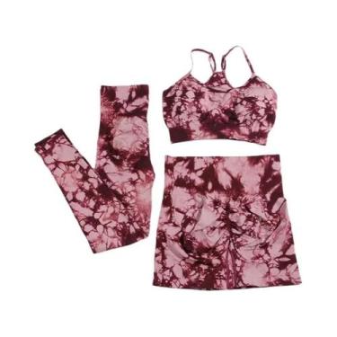 Imagem de Conjunto De Yoga Tie Dye Feminino 2/3 Peças, Roupa De Ginástica Sem Co