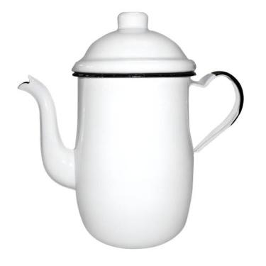 Imagem de Bule Café Chá Aço Esmaltado 1,25 Litros Tradicional Branco - Metallouç