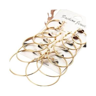 Imagem de Conjunto De Brincos De Argola Femininos Em Prata E Ouro, Grandes E Peq