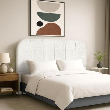 Imagem de Cabeceira Estofada 195 cm Para Cama Box King Boucle Luxo - Clique Chiq