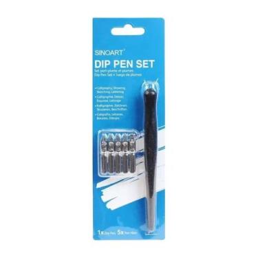 Imagem de Kit Caligrafia Cabo com 5 Penas Sinoart Dip Pen Set Sft089