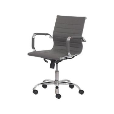 Imagem de Cadeira Escritório Diretor Pu Cinza Giratória Ajustável - WAW DESIGN
