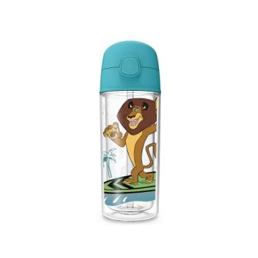 Imagem de Garrafa De Água Infantil Pop madagascar 270ml c/ Canudo - - Helsim, Az