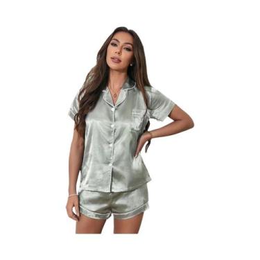 Imagem de Conjunto De Pijama Feminino Com Estampa De Coração, Blusa De Manga Cur