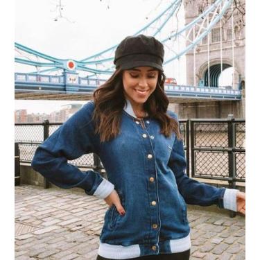 Imagem de Jaqueta Jeans Feminina Modelo Bomber com Elastano Casual Confortável -