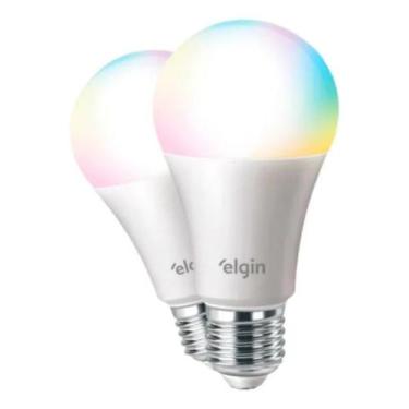 Imagem de 2 Lâmpada Inteligente Bulbo Rgb A60 10w Smart Color Elgin