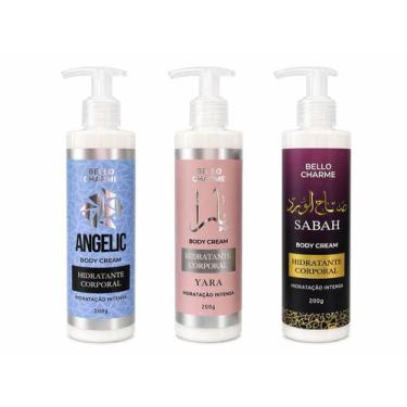 Imagem de Kit 3 Hidratantes Corporais Body Cream Angelic Yara e Sabah 200g Bello
