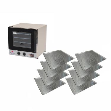 Imagem de Forno Turbo Elétrico Progás PRP-004 G2 em Aço Inox com 8 Assadeiras Cimapi Preto 110V