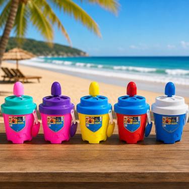 Imagem de Kit de Brinquedos de Praia Castelo Infantil 11 Peças para Areia Didático Colorido Rei do Balde