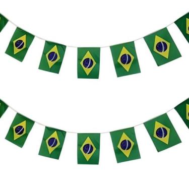 Imagem de Varal De Bandeirinhas De Tecido Do Brasil Com 5 Metros Decoração Bande