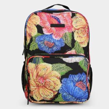 Imagem de Mochila Farm Me Leva Floral Paraíso Bordado Feminina, Preto, Branco, Ú