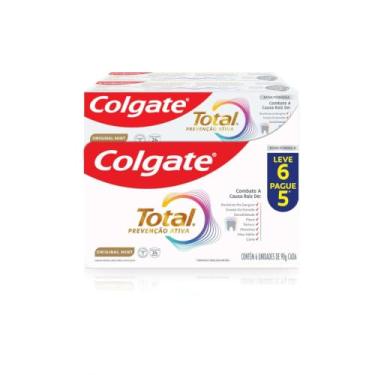 Imagem de Colgate Total Original Mint Creme Dental Prevenção Ativa com Flúor, 6x90g