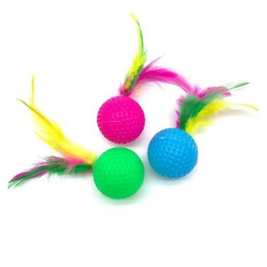 Imagem de Brinquedo Bola com Pena Cat Gatos Maylon Pet
