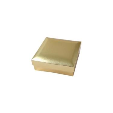Imagem de Mini Caixa Quadrada Metal Ouro 9,5x9,5x4 Packpel, Unico, Unico