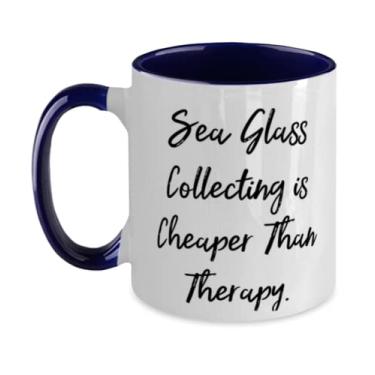 Imagem de Presentes reutilizáveis para coletar copos do mar, coleção de vidro do mar é mais do que a terapia, caneca de aniversário de dois tons 325 ml para coletar copos do mar
