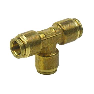 Imagem de Conjunto de conexão rápida de latão LASCO com anteparo de tubo com rosca, Camiseta, 3/8-Inch OD Tube X 3/8-Inch OD Tube X 3/8-Inch OD Tube