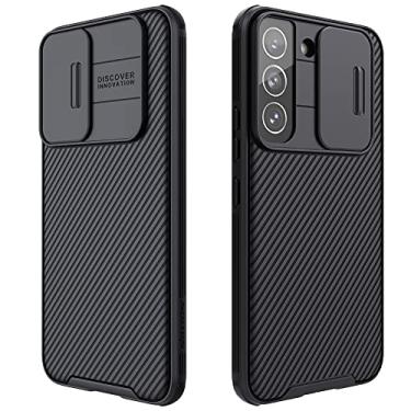 Imagem de Capa para Galaxy S22 com capa para câmera, S22 Slim Fit Capa protetora de policarbonato à prova de choque com capa para câmera deslizante, capa atualizada para Samsung Galaxy S22 (preto)