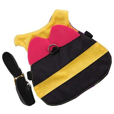 Imagem de HEEPDD Conjunto de arnês e guia de coelhos, estilo abelha, colete de coelho, pequeno animal ajustável, arnês macio para caminhada, corrida (M)