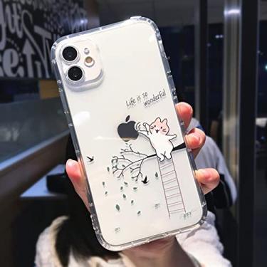 Imagem de Capa de telefone para iPhone 11 13 Pro MAX XS XR X 12 Mini 7 8 Plus Bonito Desenho Animado Animal Cão Gato Porco Capa Traseira à prova de choque, gato na árvore, para iPhone 7 Plus