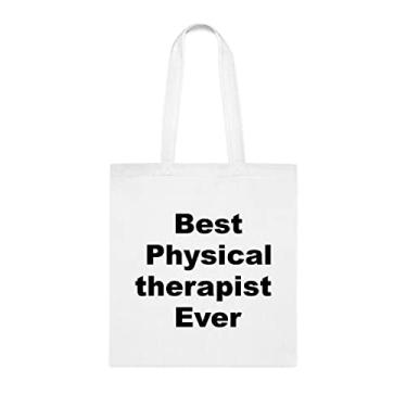 Imagem de Sacola Physical Therapeut, Best Physical Therapist Ever Tote bag, presente do fisioterapeuta, bolsa de ombro do fisioterapeuta, bolsas reutilizáveis para fisioterapeuta, ideia de de Natal, Branco