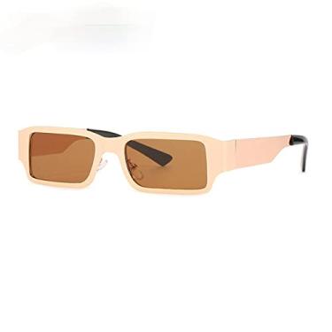 Imagem de Óculos de Sol Quadrado Moda Feminino Vintage Metal Punk Óculos de Sol Masculino Óculos Feminino Show Oculos Feminino, Marrom, Outros