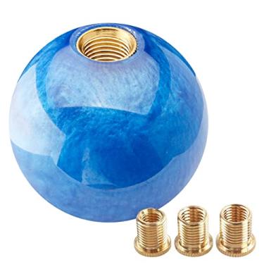 Imagem de YIUIY Maçaneta de câmbio de bola redonda estilo mármore universal 5 6 velocidades para veículos automáticos manuais com adaptadores (azul escuro)