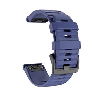 Imagem de GANYUU Pulseira de silicone esportivo de 26mm para Garmin Fenix 6X 6 6S Pro 5X 5 5S Plus 3 HR 20 22mm Easy Fit Quick Release wirstband (Cor: Azul meia-noite, Tamanho: 22mm Fenix 5 6 Pro)