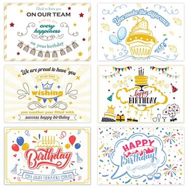 Imagem de Pacote com 24 cartões de aniversário para funcionários cartões de aniversário com valorização de funcionários de negócios com envelopes 6 estilos cartões de aniversário de trabalho para funcionários e colegas de trabalho